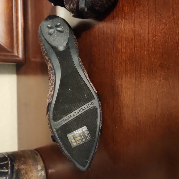 Butterfly Twists Ballet Flats  Color is Jamie Tan Satin Leopard - Picture 3 of 6